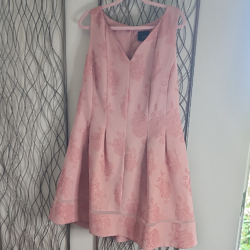 Taylor Pink Embroidered Midi Dress